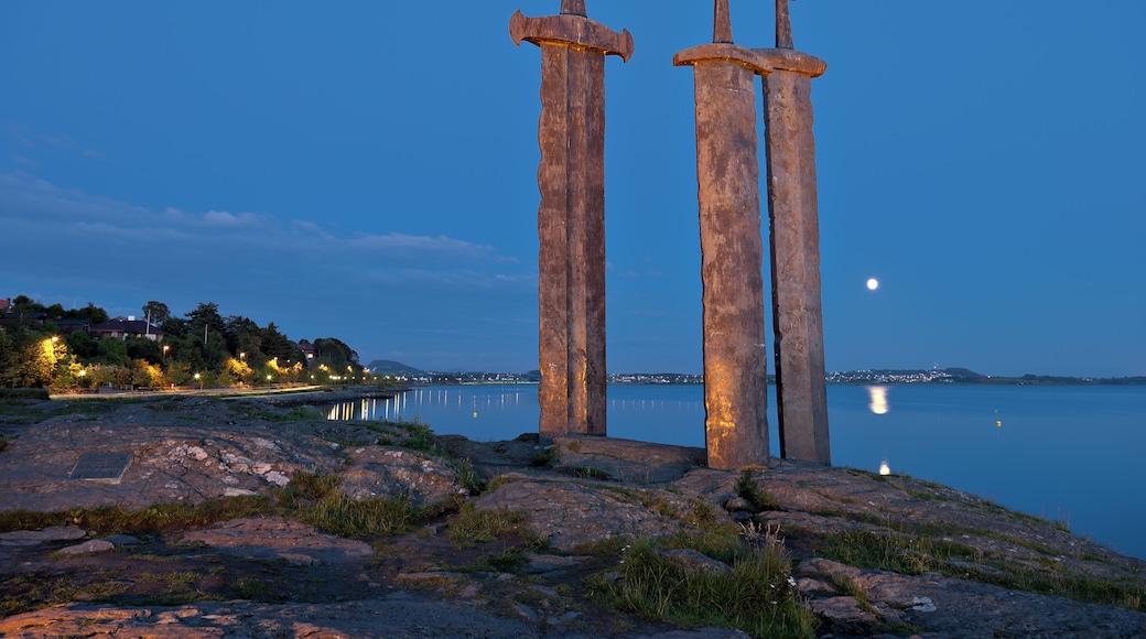 Hafrsfjord Swords in Rock night, Norway.