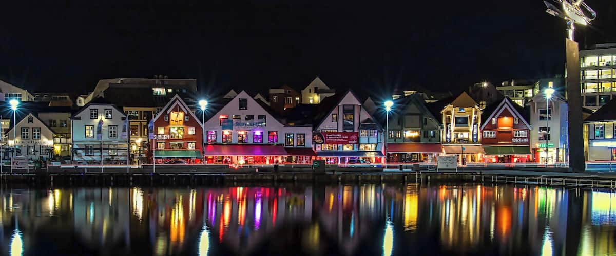 Nightlife in port of Stavanger