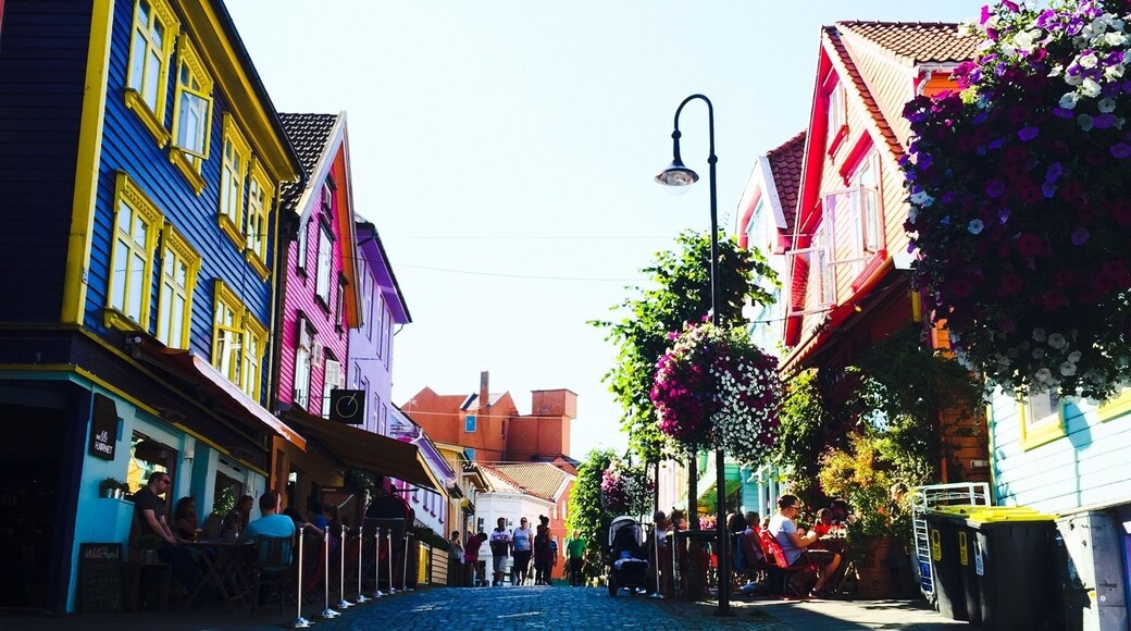 This bit of Ăvre Holmegate in Stavanger is called Fargegata, The Colour Street. It houses cafes and coffee bars, restaurants and I think a hairdresser.
