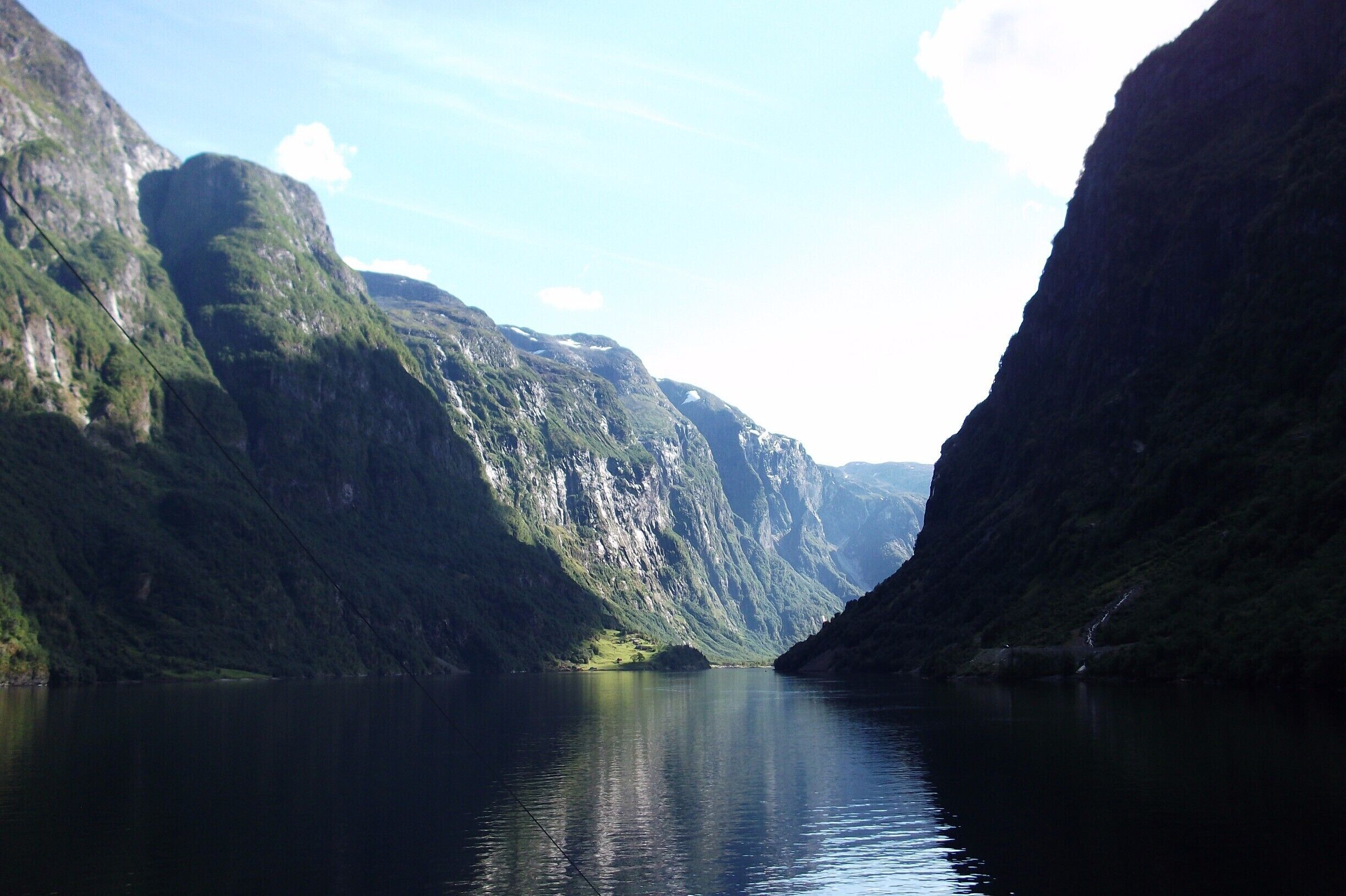 Ferry in Sognefjord, arriving to Gudvagen