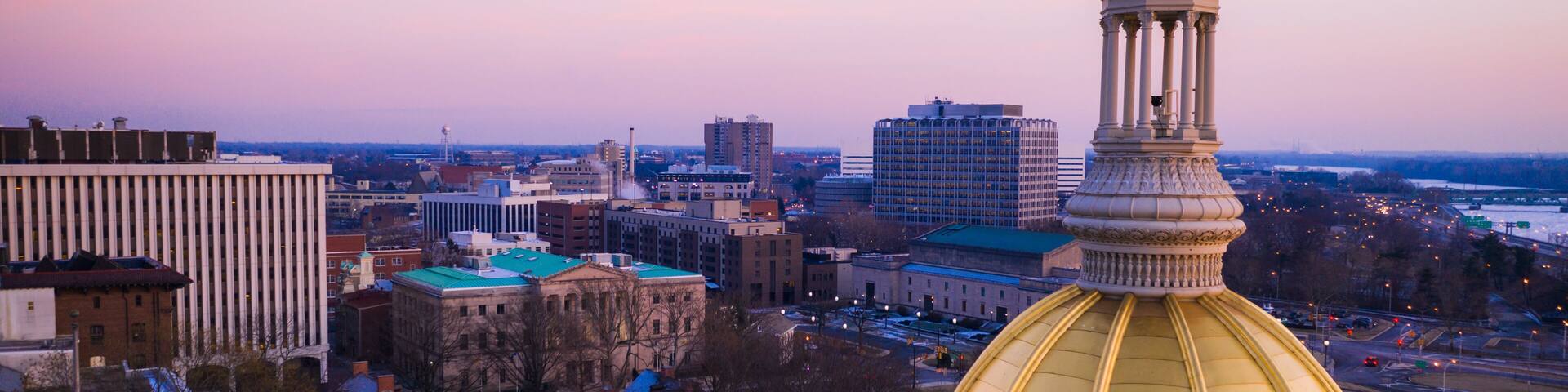 Aerial of Beautiful Sunset in Trenton New Jersey
