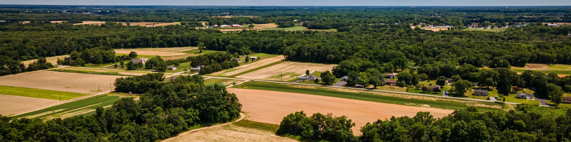 Arial view of farmland in Vineland, New Jersey.