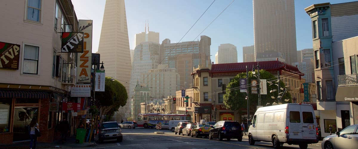 Financial District - Ferry Building bevat een stad en straten