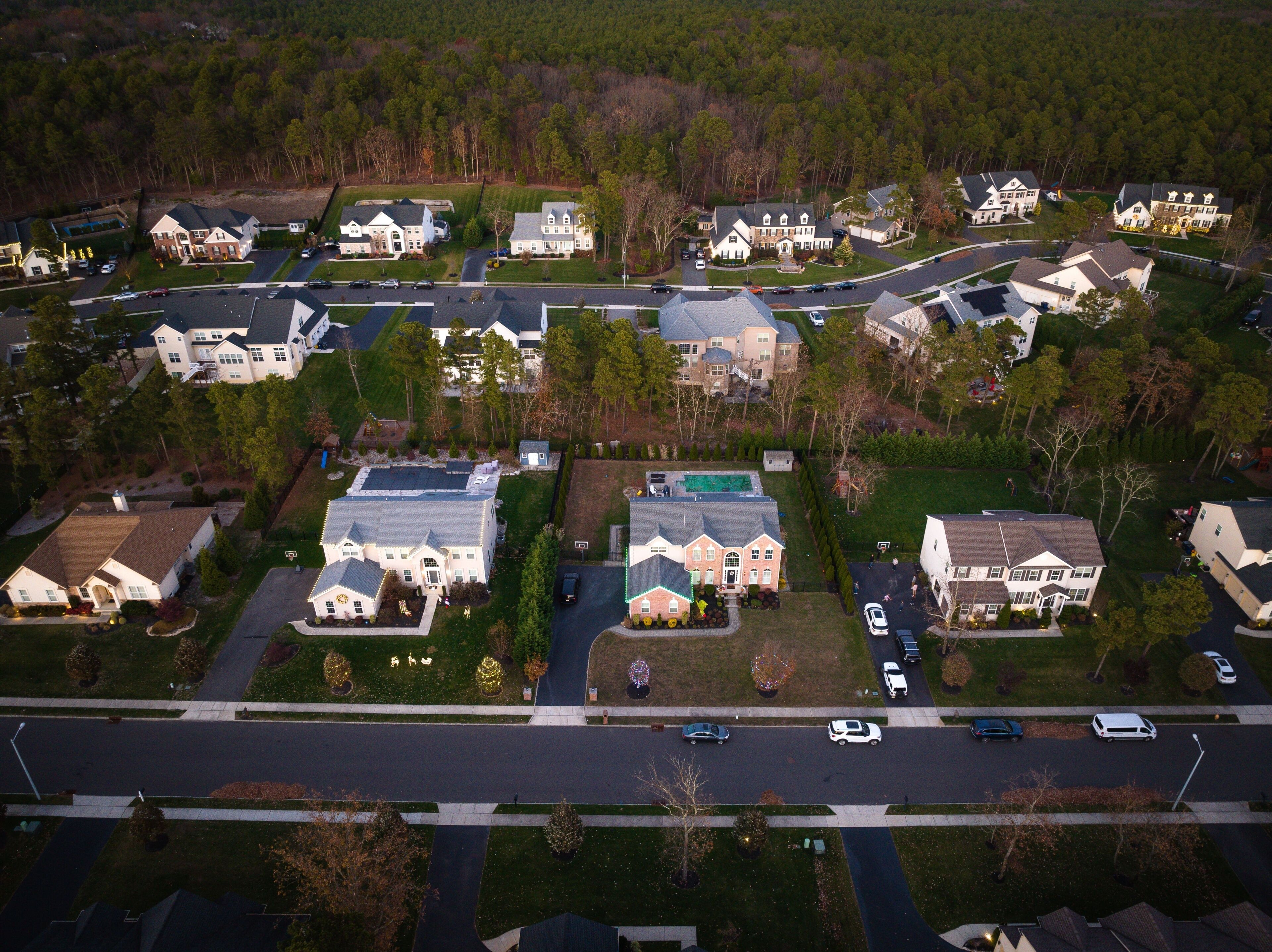 Aerial view of a typical American residential area in New Jersey