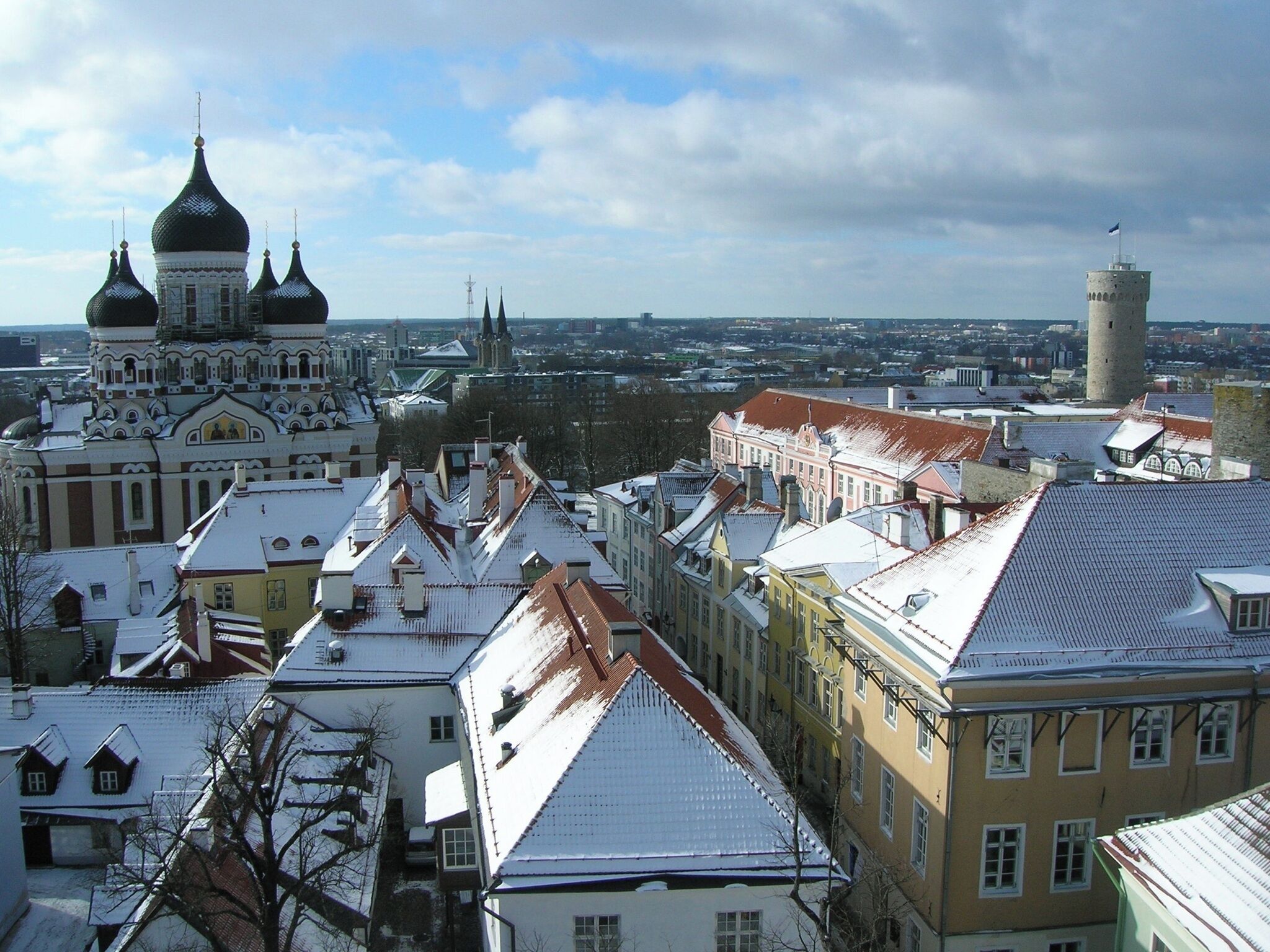 Great view from St. Olaf church of Alexander Nevsky Cathedral in Tallinn, Estonia