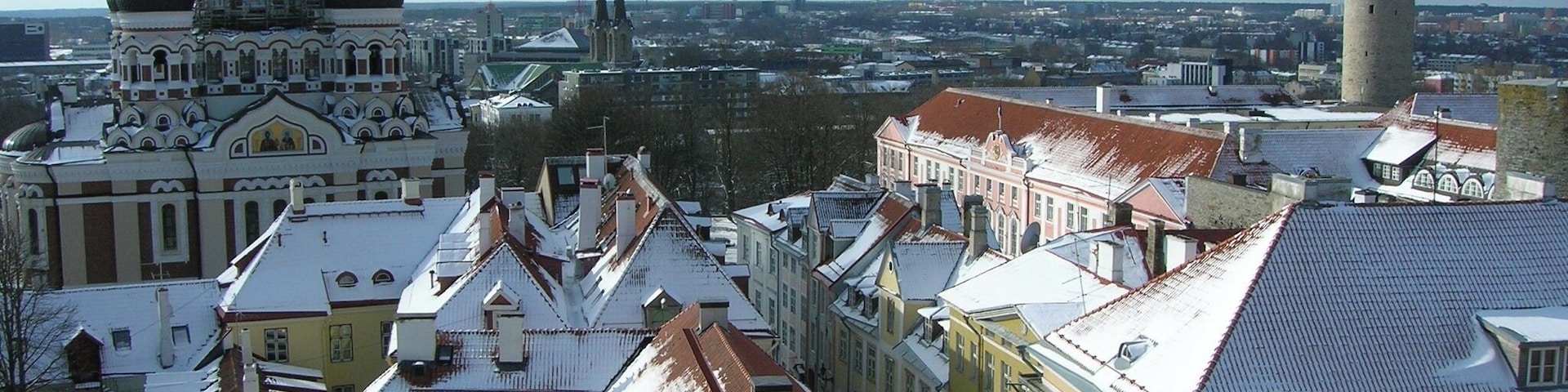 Great view from St. Olaf church of Alexander Nevsky Cathedral in Tallinn, Estonia