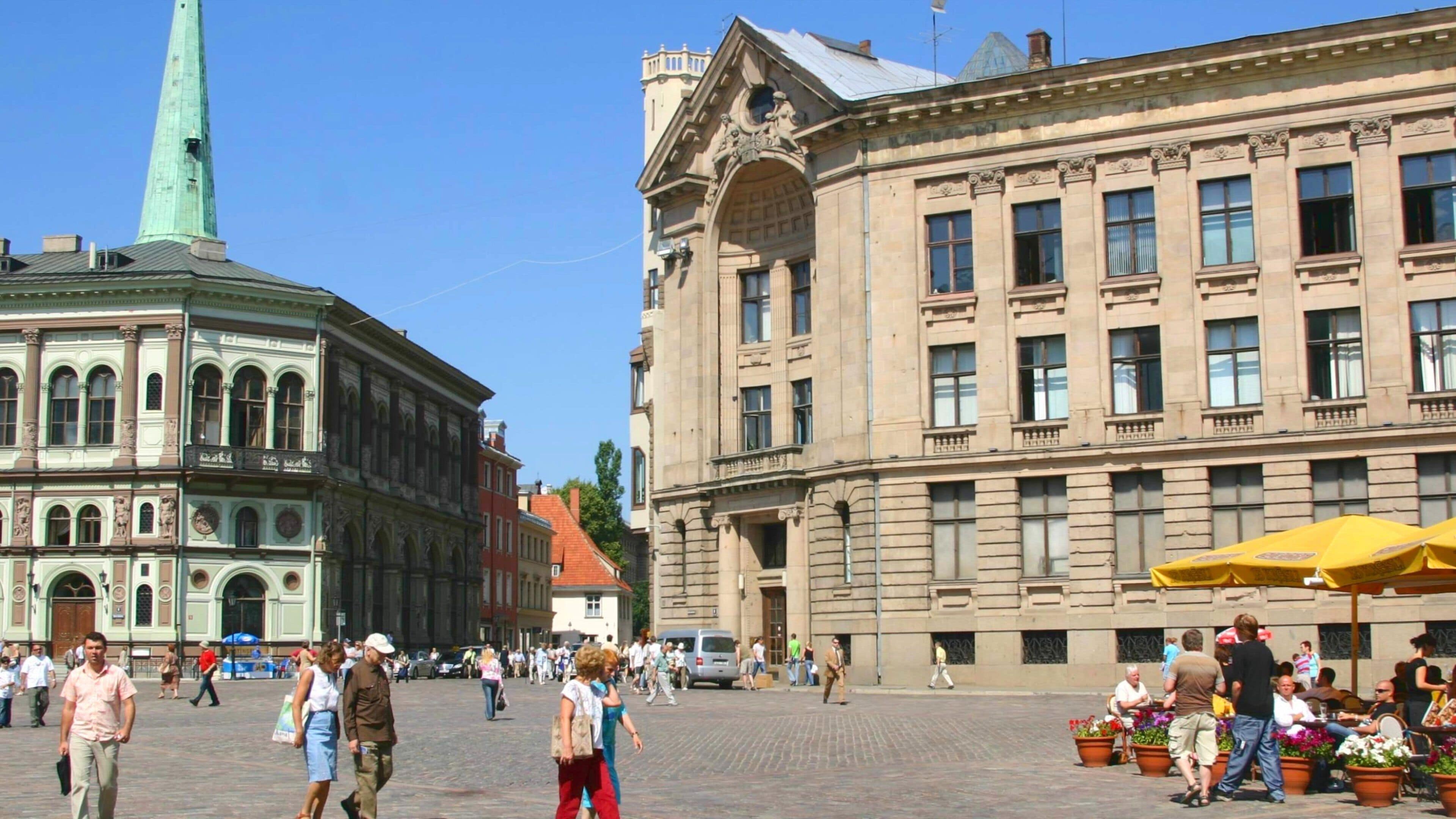 Riga which includes a city, a square or plaza and heritage architecture
