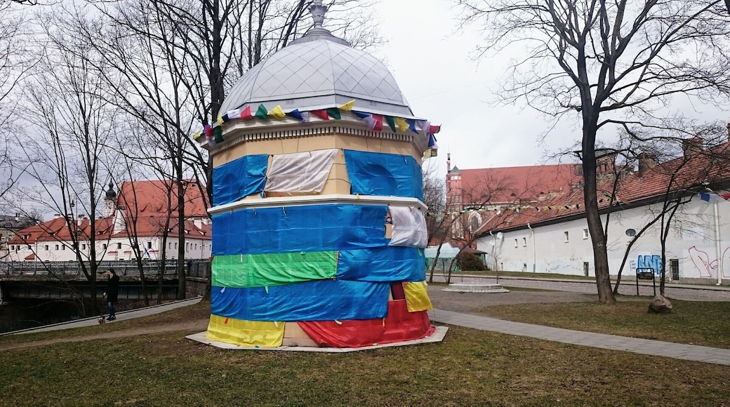 #Tibet square in the Republic of Užupis in Vilnius, Lithuania, covered in Buddhist prayer flags.