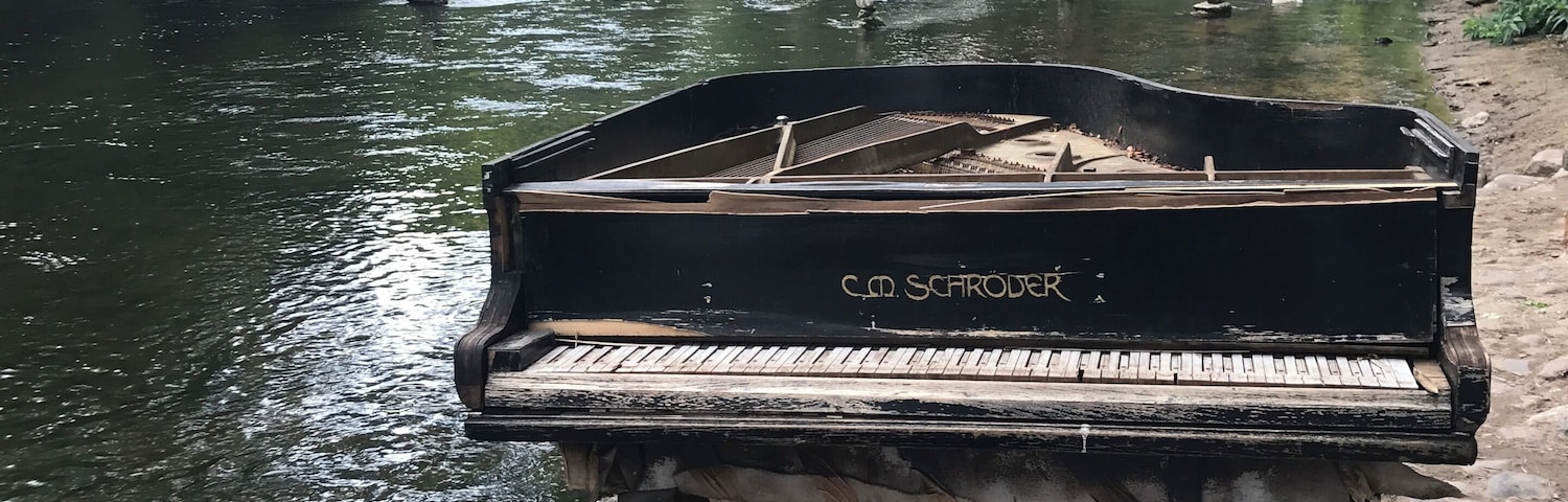 Piano by the river Vilnele.