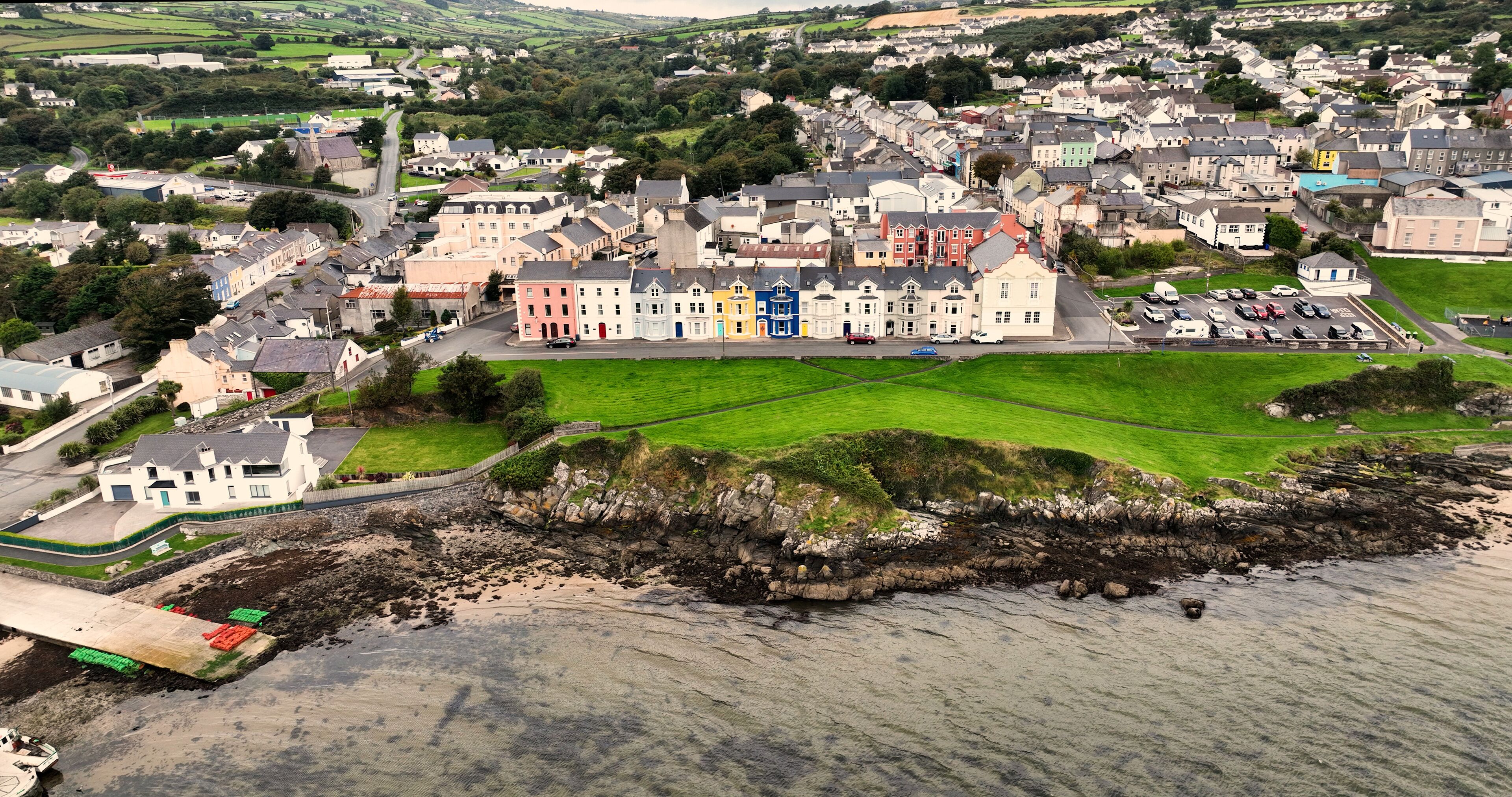 Aerial Photo of Moville Town on the Wild Atlantic Way Donegal Coast Ireland