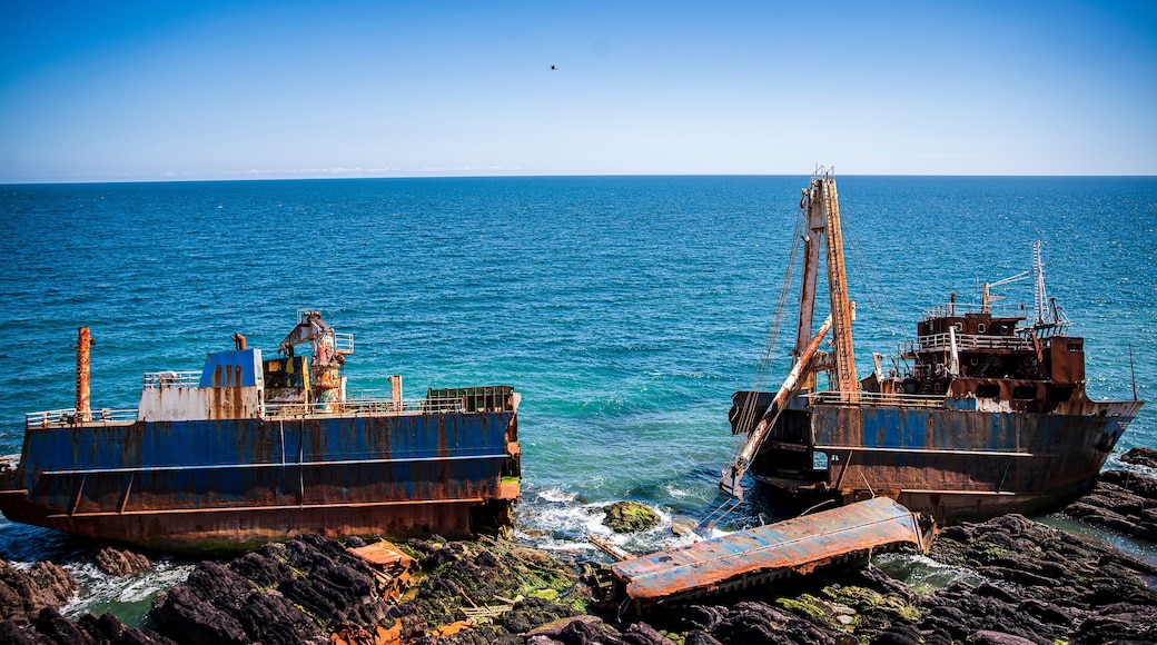 An abandoned shipwreck off the coast of Ireland near the town of Ballycotton.