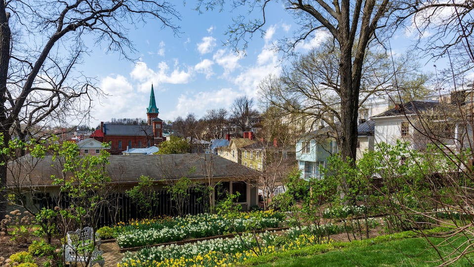 A view of Stauton Virginia from the garden of Woodrow Wilson's boyhood home.
