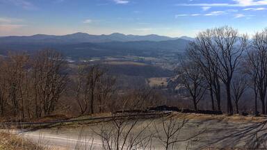 The roads driving from Roanoke, VA