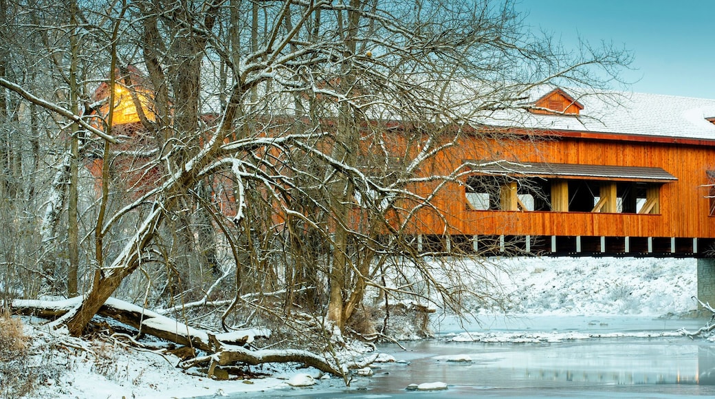 King's Mill Covered Bridge in Marion , Ohio in winter