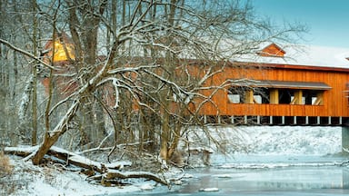 King's Mill Covered Bridge in Marion , Ohio in winter