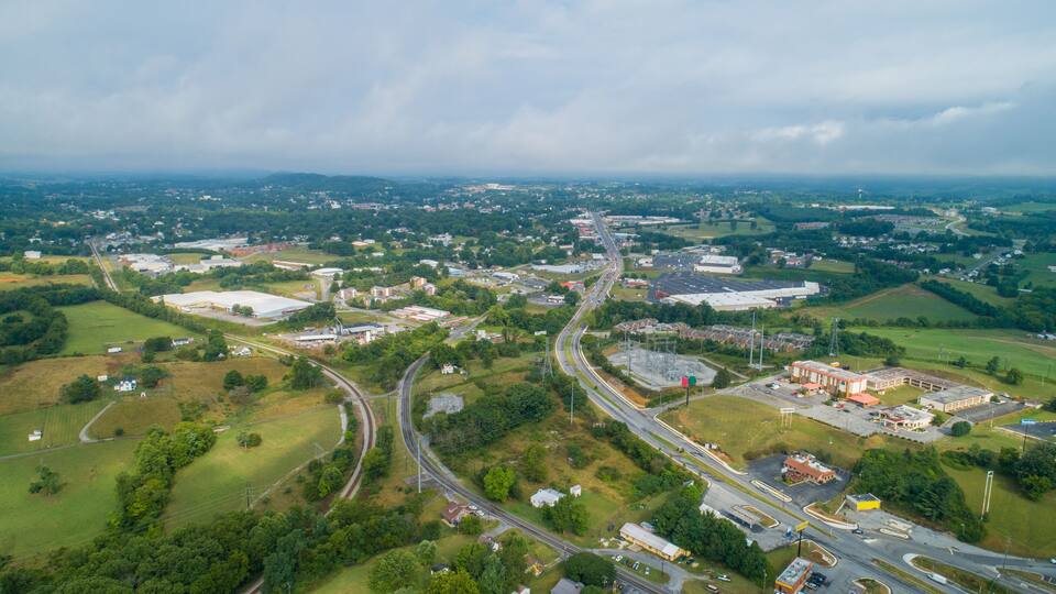 Aerial drone image of Wytheville Virginia