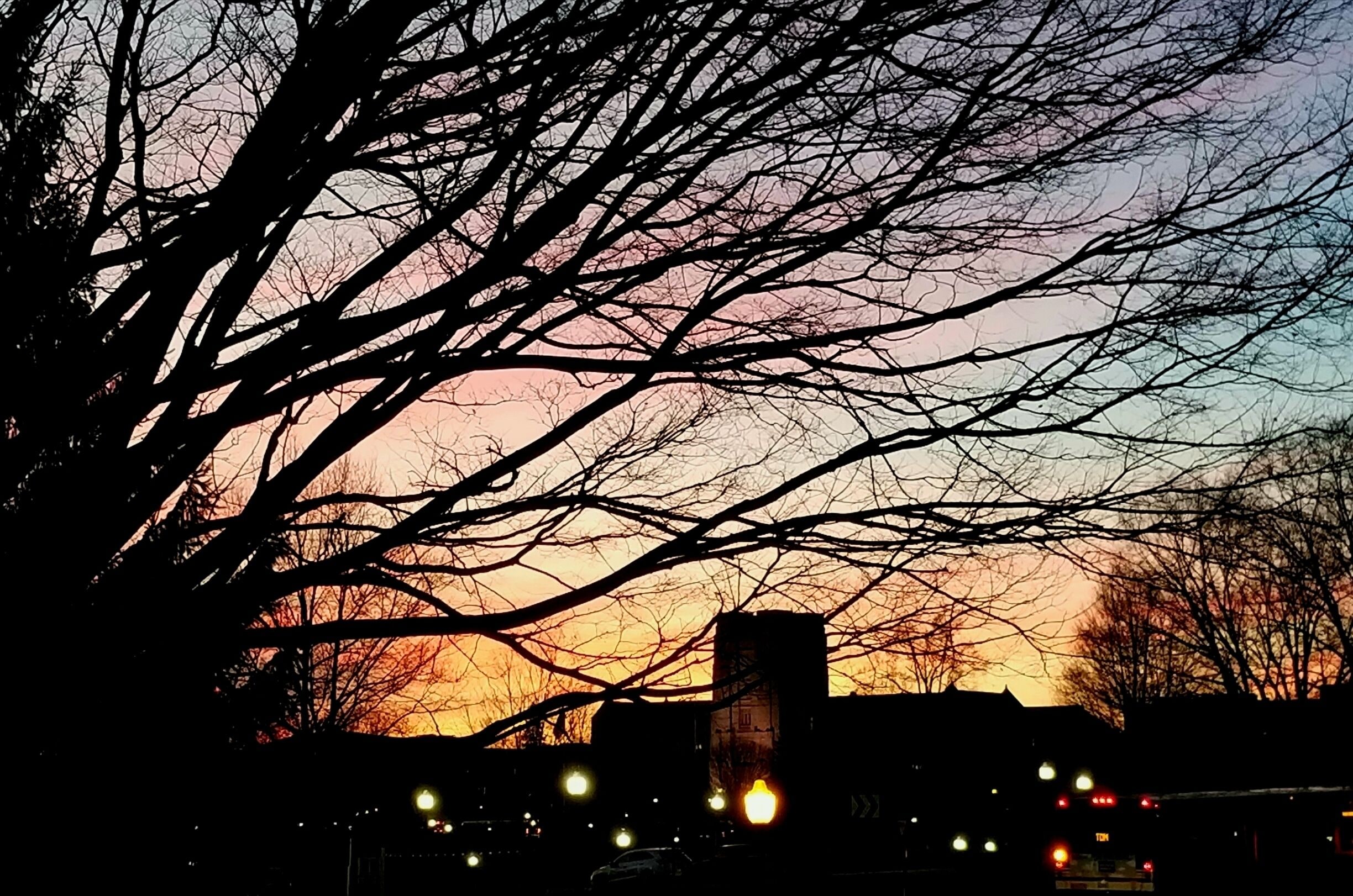 Sunset at Burruss Hall.