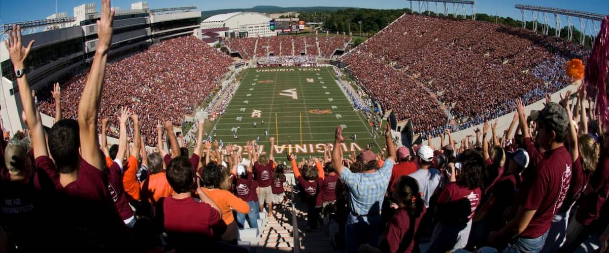 Blacksburg which includes a sporting event as well as a large group of people
