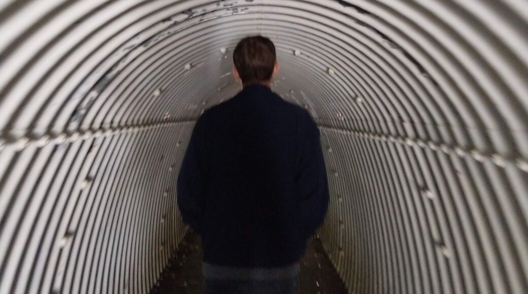 There is a pond and a nature trail near these apartments. You can use this pedestrian tunnel so to avoid the traffic above getting to and fro to the trail and pond.
The shot just came out really cool. Little room left for anyone over 6'2".