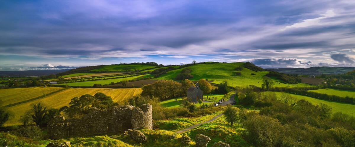Rock of Dunamase County Laois, Ireland, panoramic view