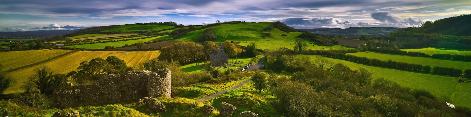 Rock of Dunamase County Laois, Ireland, panoramic view