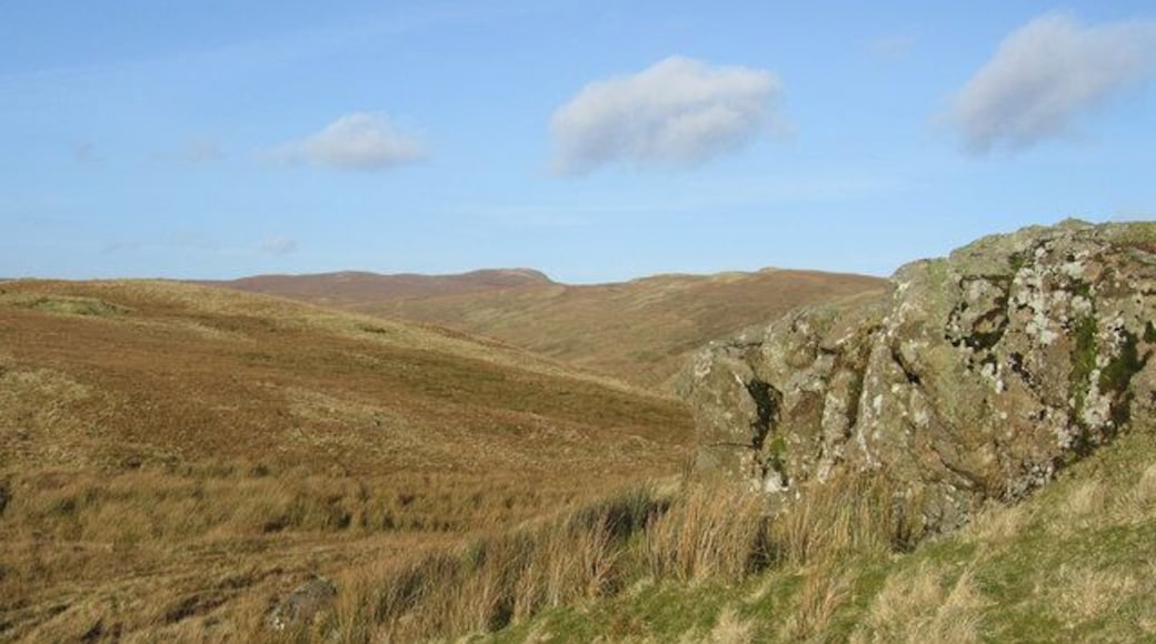 Moorland Outcrop Misty Law centre, Capet Law above the rocks.