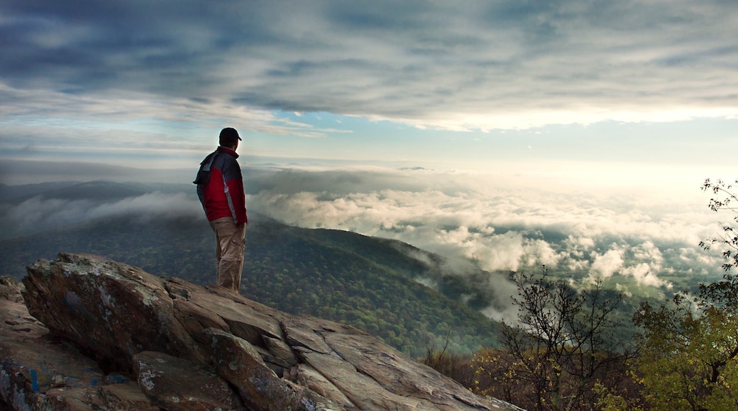 Charlottesville which includes a sunset, mist or fog and mountains