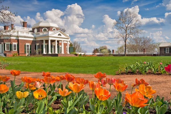 Charlottesville which includes flowers, heritage architecture and a park