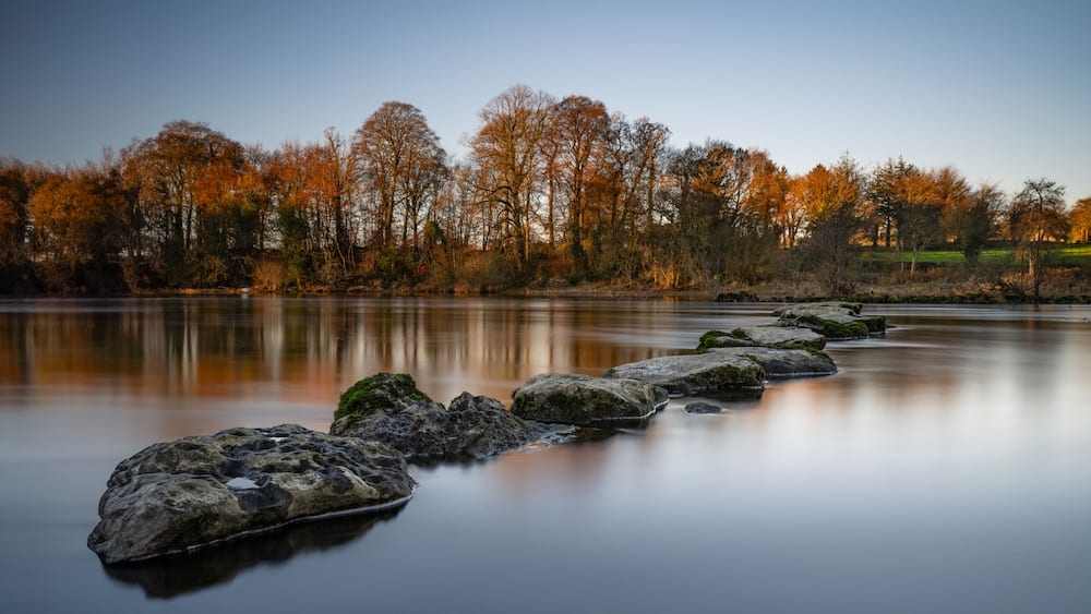 The stepping stones to the Salmon fishing beats at Castleconnell.