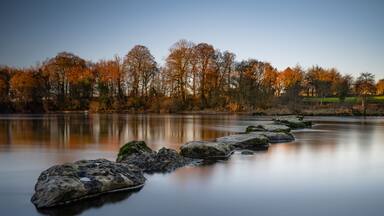The stepping stones to the Salmon fishing beats at Castleconnell.