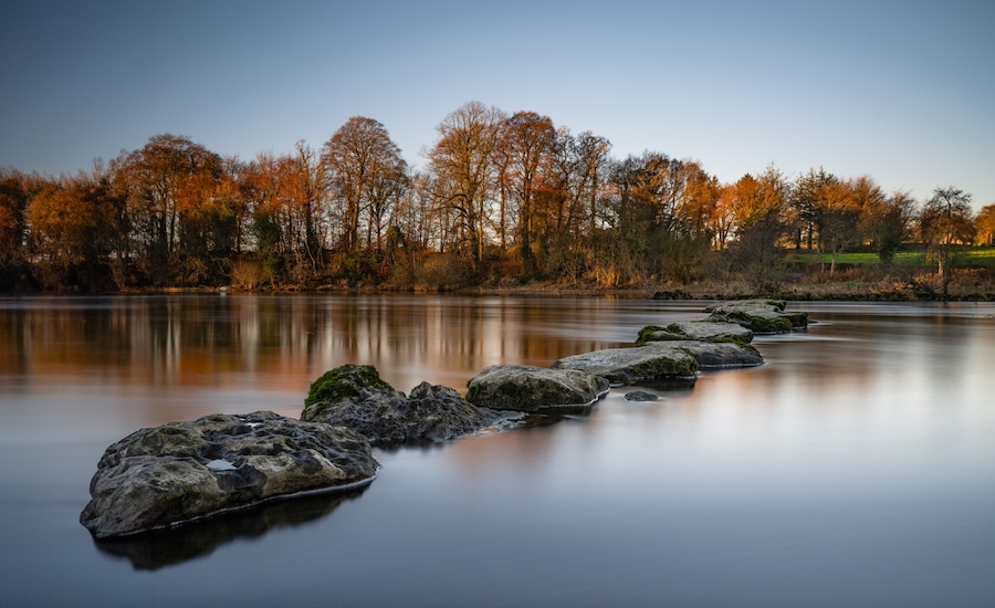 The stepping stones to the Salmon fishing beats at Castleconnell.