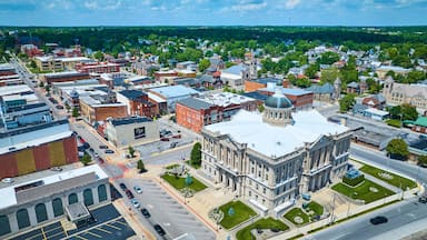 Aerial View of Historic Courthouse in Bustling Huntington Town