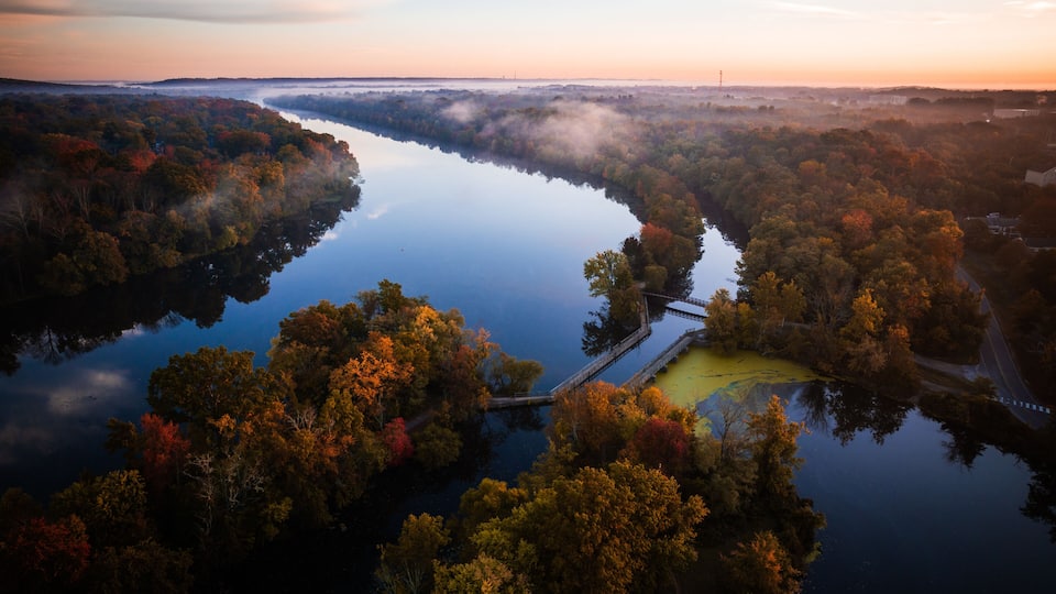 Drone Autumn Sunrise in Princeton