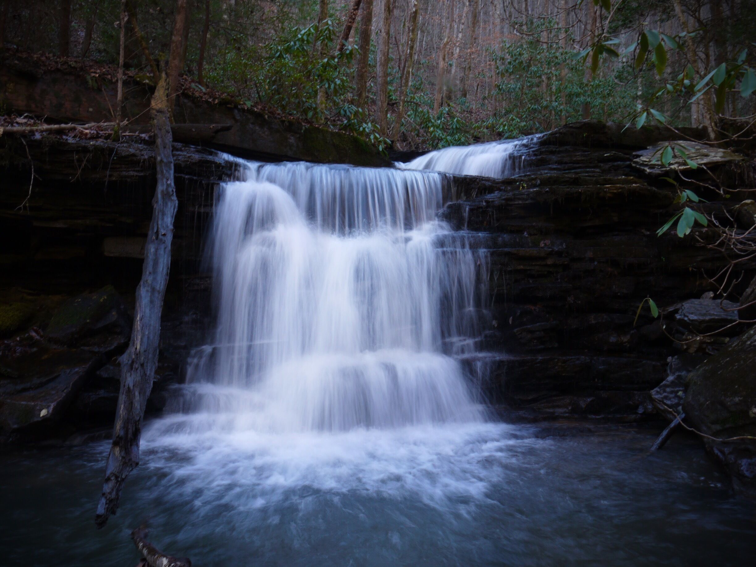 This little waterfall is  found on Rockhouse Branch Creek which is part of the Piney River section of the Cumberland Trail.  When complete, the Cumberland Trail will span over 300 miles from Chattanooga TN to the Cumberland Gap TN/KY/VA.   Thousands of waterfalls just like this little guy can be found all along the way.