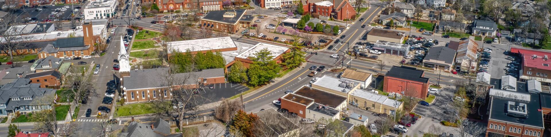 Aerial View of Franklin, Tennessee during Spring