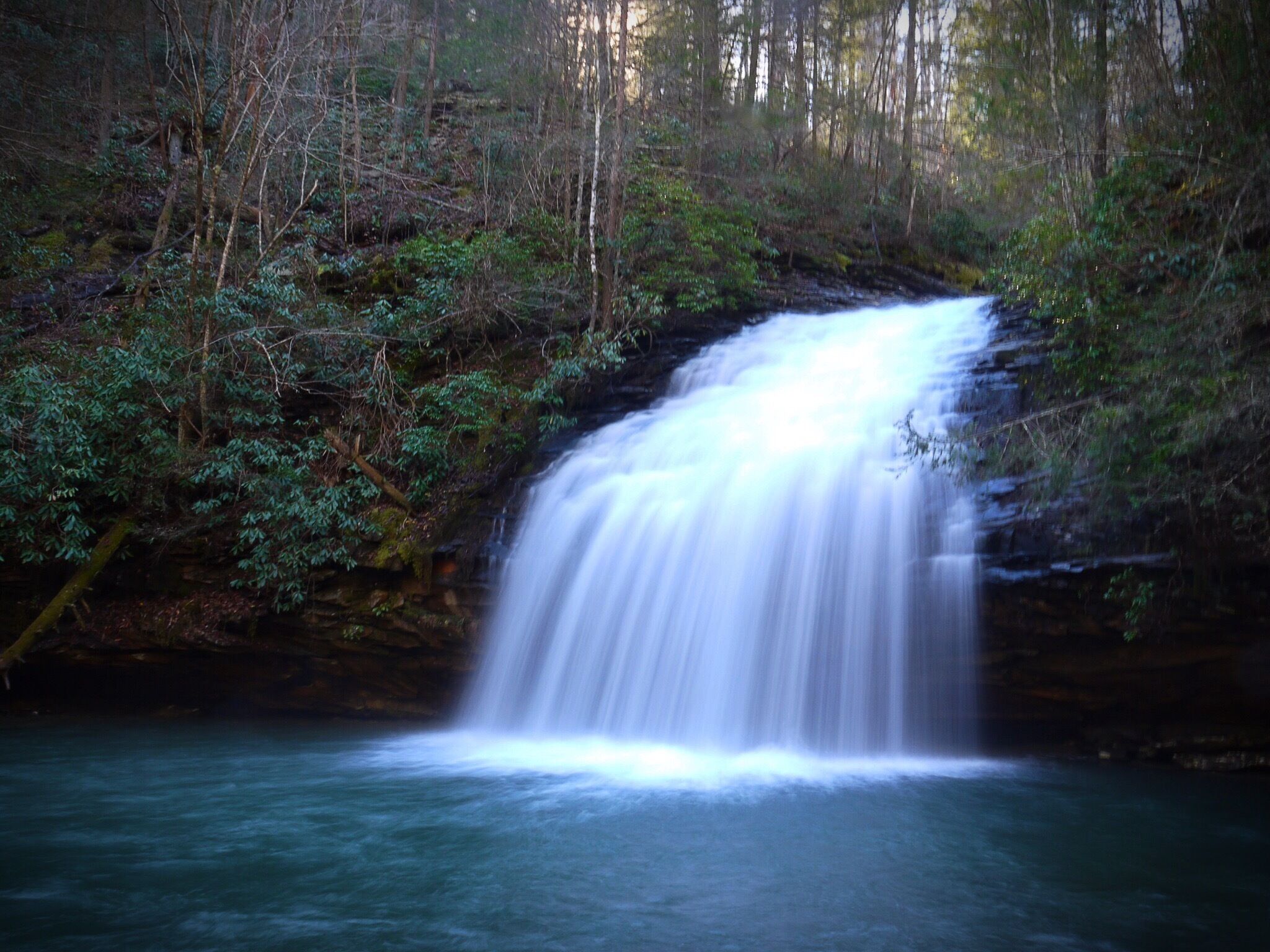 Really nice Cumberland Plateau Waterfall. Best to visit during the rainy season in late fall or early spring. Stinging Fork Falls is part of the Cumberland Trail in Tennessee. 