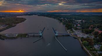 sunset over the river