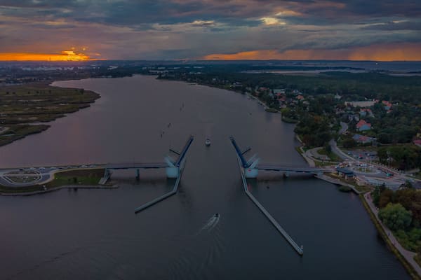 sunset over the river