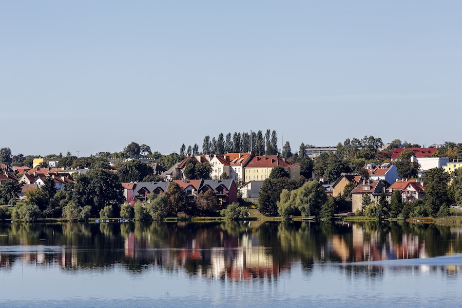 General view of the city Mragowo seen on the other side of the lake Czos; Shutterstock ID 153638540
