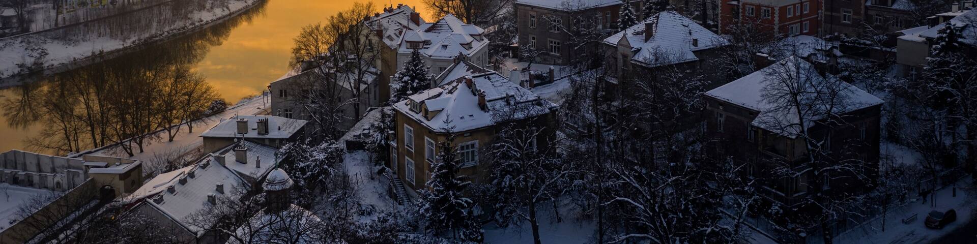 Aerial view of Salwator in Krakow at winter afternoon