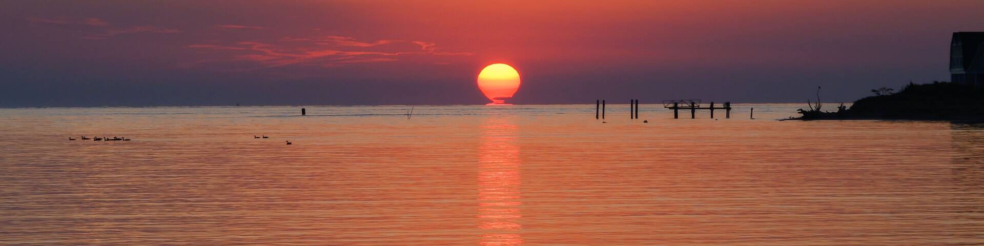 Beautiful sunrise at the mouth of the Connecticut River, Old Saybrook, Connecticut.