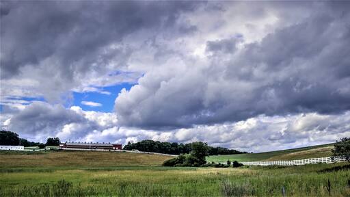 July thunderstorm approaches Horsebarn Hill area at University of Connecticut, Storrs, CT
