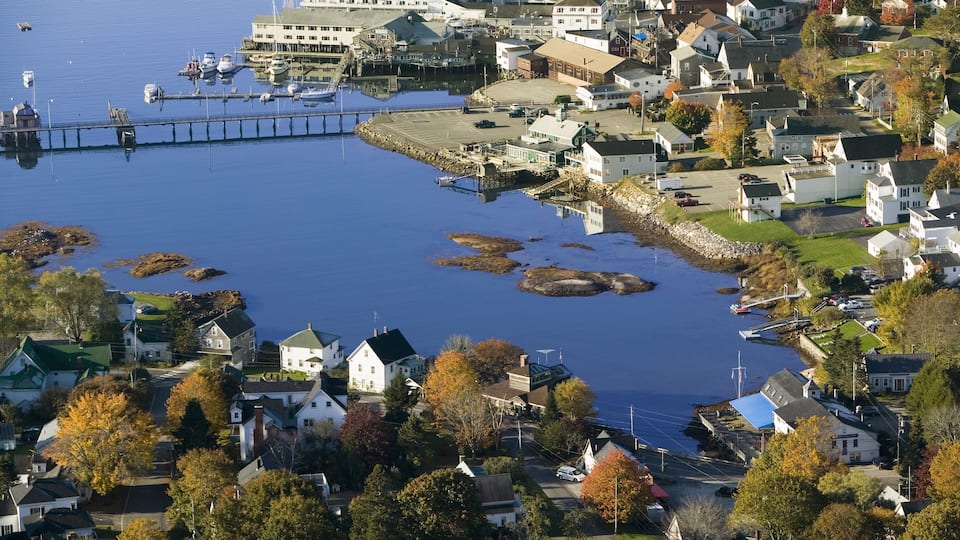 Aerial view of Boothbay Harbor on Maine coastline; Shutterstock ID 108390248; Purchase Order: -