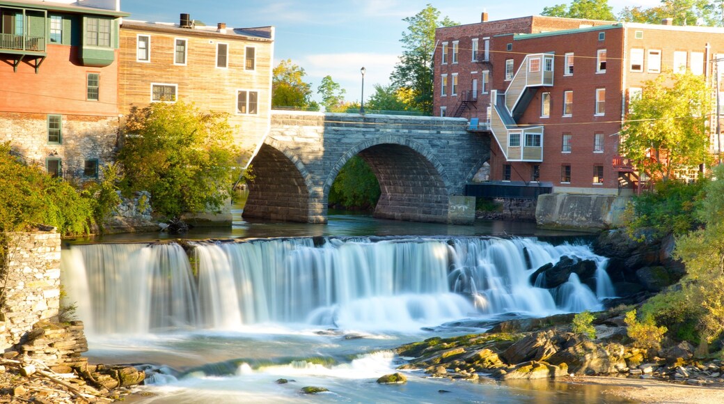 Northern Vermont showing a river or creek, a bridge and a cascade