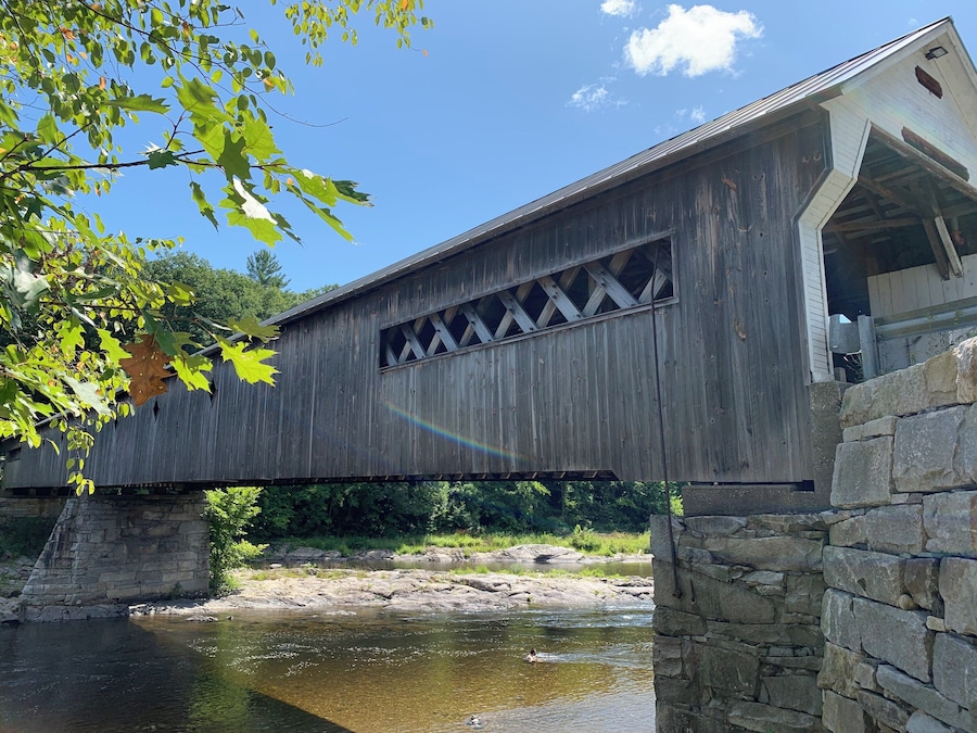 New England is known for their covered bridges.  A beautiful example is the West Dummerston Bridge over the West River in southern Vermont.
#InStone