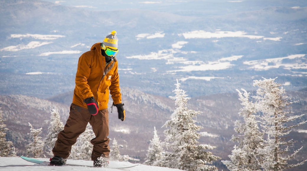 Stowe which includes snow boarding and snow as well as an individual male