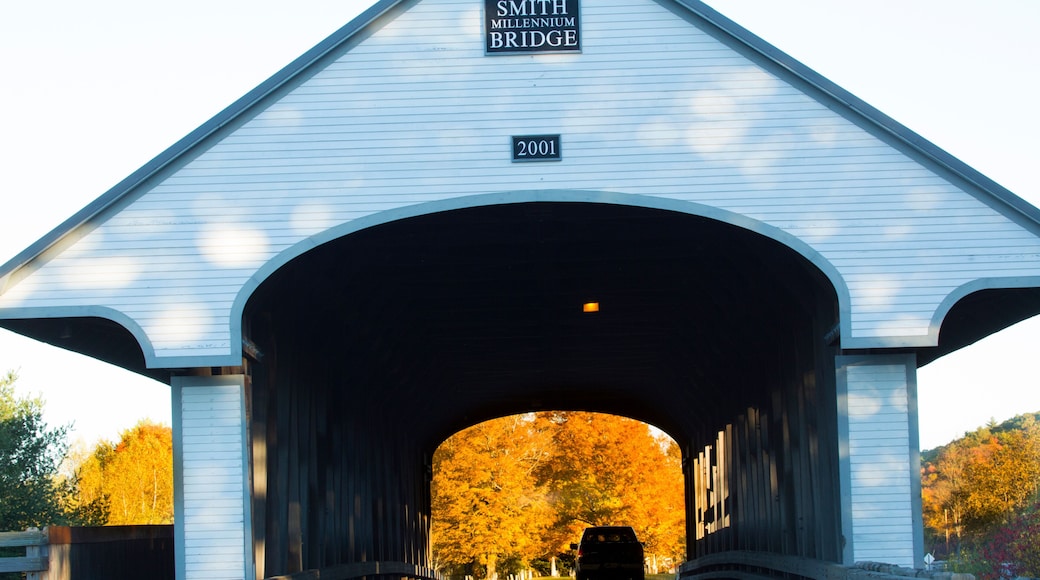 Fall foliage and covered bridge, Plymouth, New Hampshire.