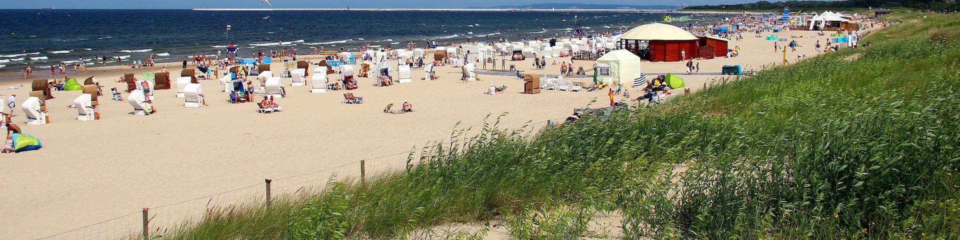 Popular Baltic sea beach on Usedom island in Swinoujscie, Poland
