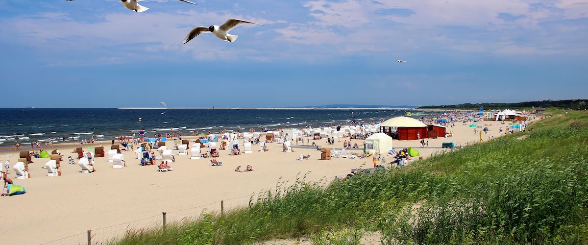 Popular Baltic sea beach on Usedom island in Swinoujscie, Poland