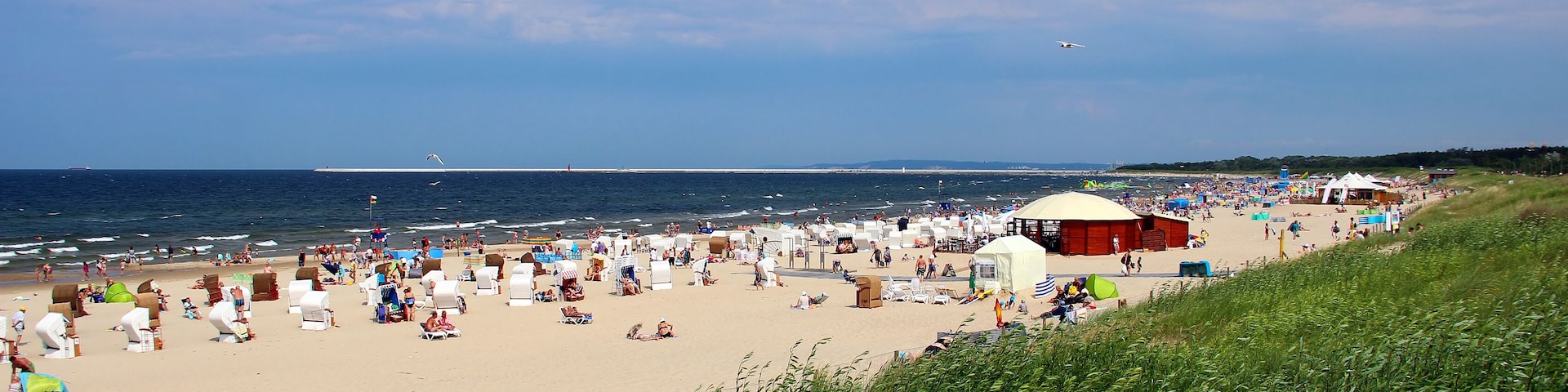 Popular Baltic sea beach on Usedom island in Swinoujscie, Poland